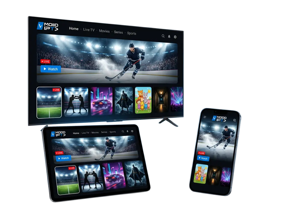 Mode IPTV on a television, a tablet and a phone