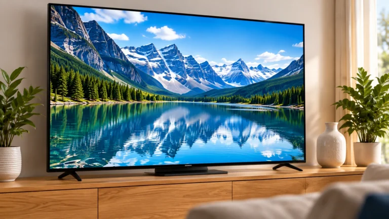 IPTV Canada streaming on a television displaying a mountain lake