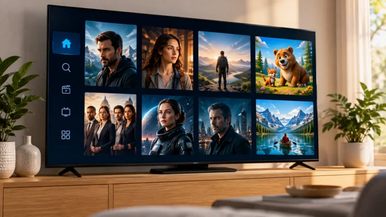 IPTV Canada movie and series library on a television