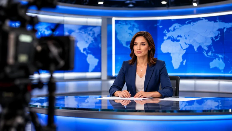 IPTV Canada live news with a presenter in a broadcast studio