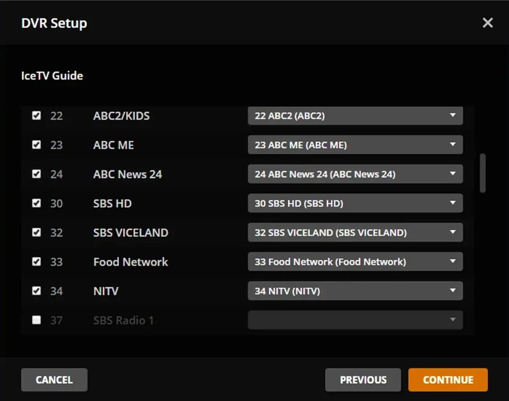 Plex DVR setup mapping channels