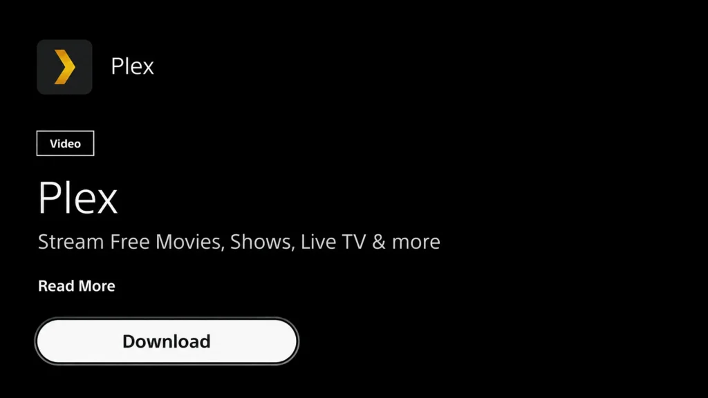 Plex in the PlayStation Store with Download