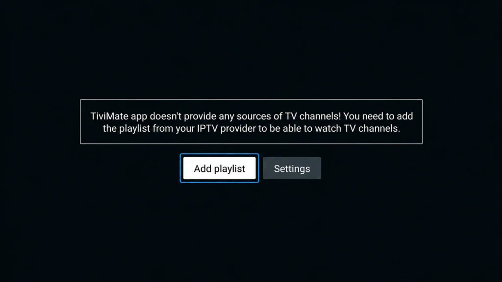 TiviMate on Android TV with the Add playlist button
