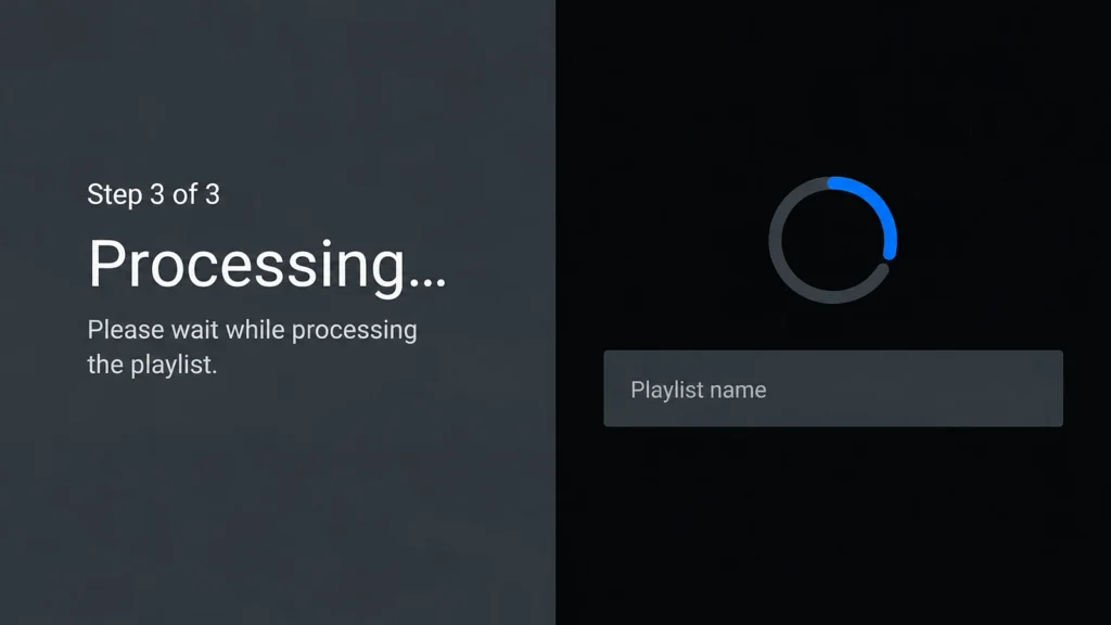 TiviMate processing the playlist